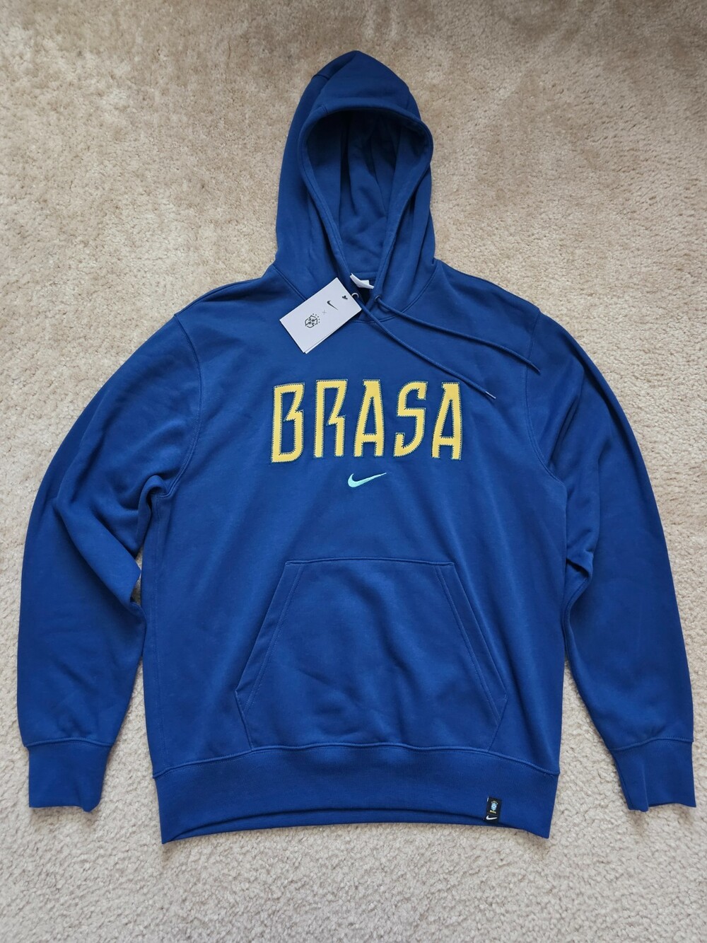 Nike Brazil Club Soccer French Terry Hoodie Men's M Blue Brasil NWT IB6300-433